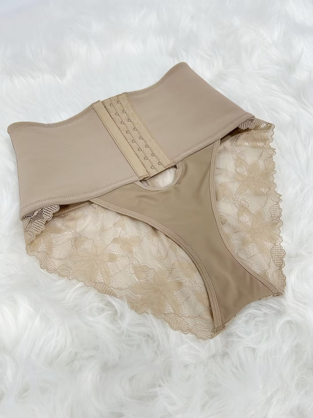 Front Opening Shaping Shorts High-waisted Tummy Control Panties Lace