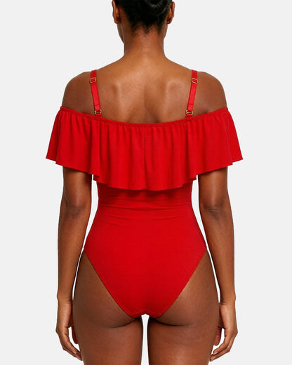 Shaping Swimsuits For Women Tummy Control   Ruffled Bathing  With Zipper
