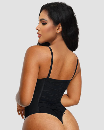 Shapshe® Sexy Seamless Back Lace-up Thong Skinny Bodysuit