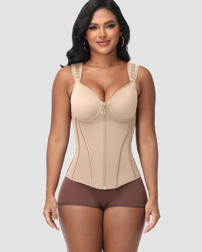Double Compression Faja Corset Top Waist Trainer Built in Bra
