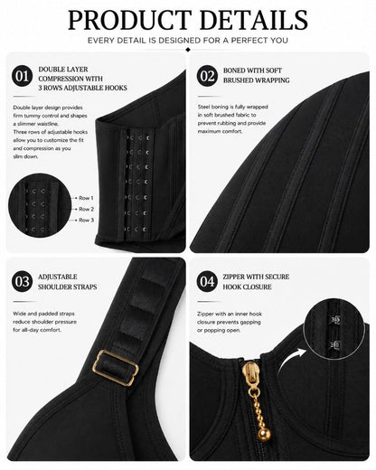 Double Compression Faja Corset Top Waist Trainer Built in Bra