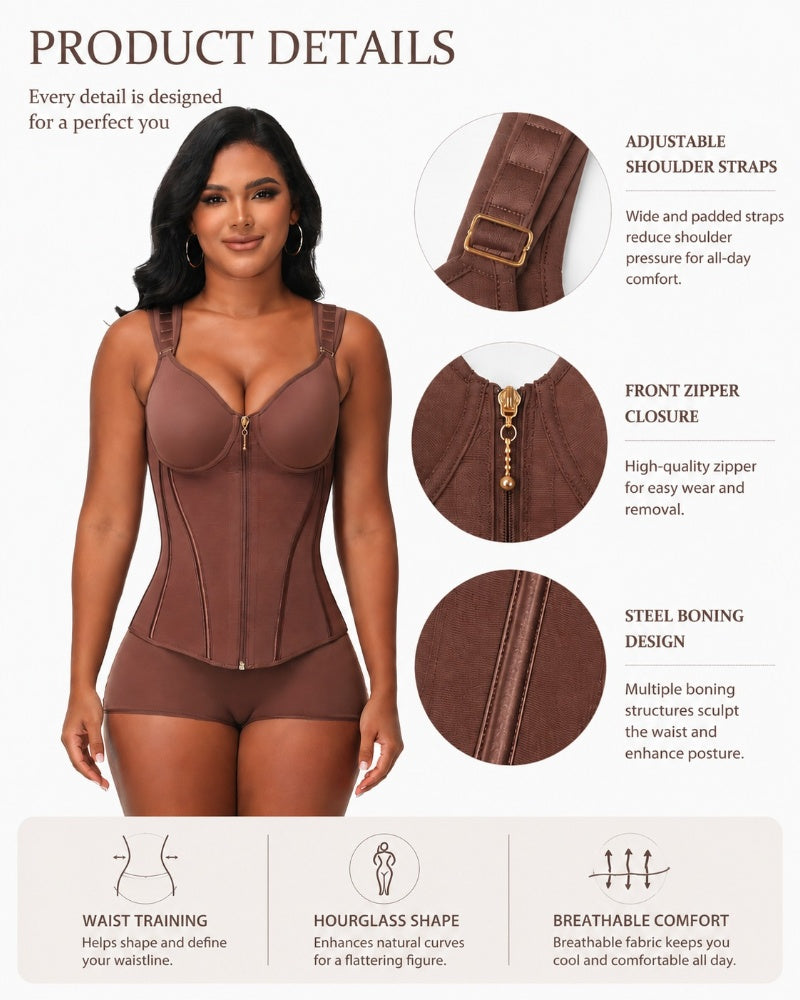 Double Compression Faja Corset Top Waist Trainer Built in Bra