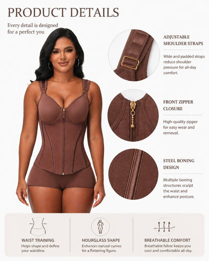 Double Compression Faja Corset Top Waist Trainer Built in Bra