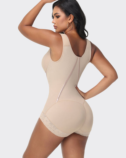 High Compression Full Body Tummy Control Zipper Modern Slim Bodysuit