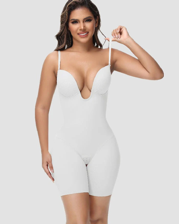 Shapshe® U Plunge Tummy Control Bodysuit with Built-In Bra
