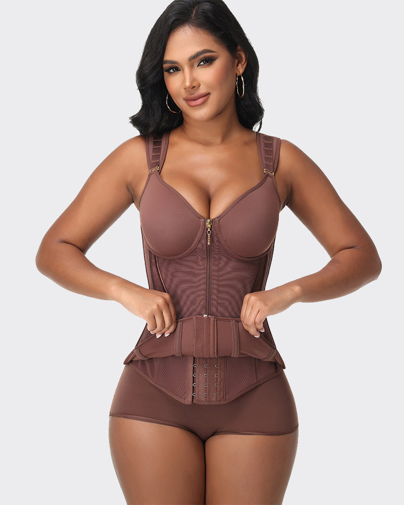Double Compression Faja Corset Top Waist Trainer Built in Bra
