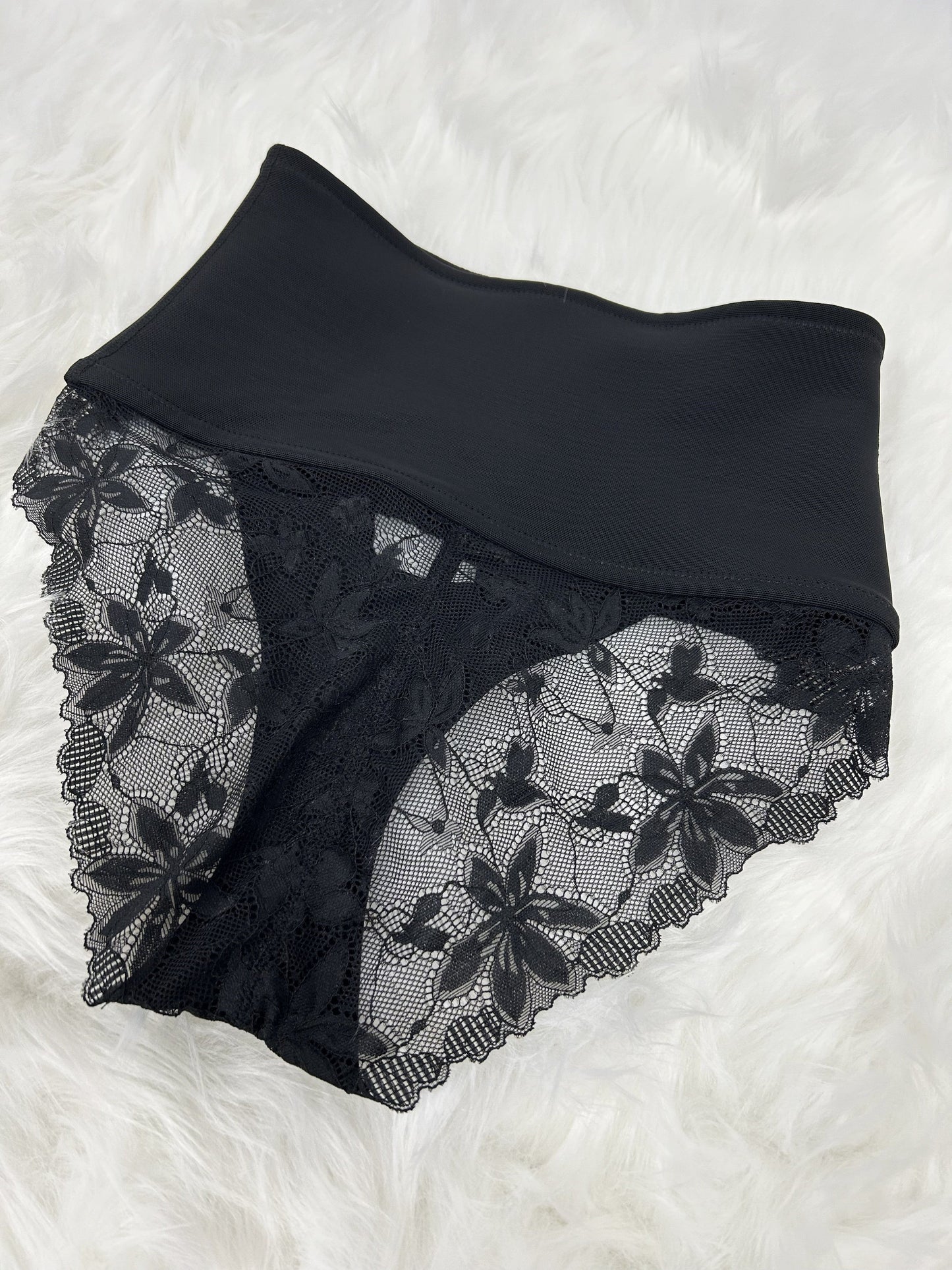 Front Opening Shaping Shorts High-waisted Tummy Control Panties Lace