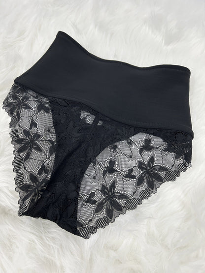 Front Opening Shaping Shorts High-waisted Tummy Control Panties Lace