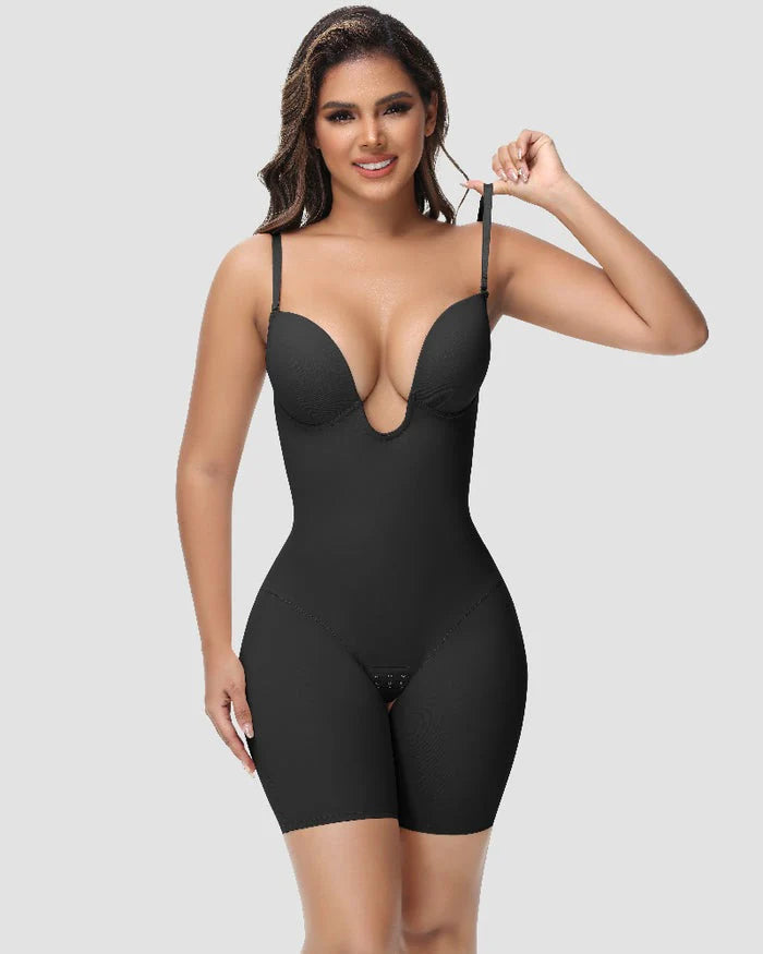Shapshe® U Plunge Tummy Control Bodysuit with Built-In Bra