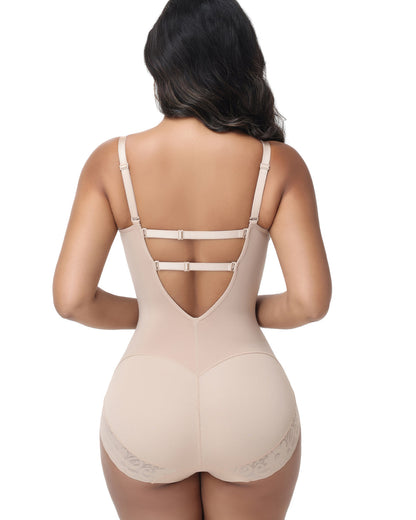 Shapshe® Lace Trimmed Built In Bra Tummy Tuck Shapewear Bodysuit