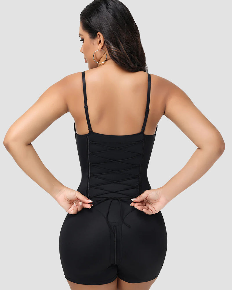 Shapshe® Built In Bra Lace Up Back Shapewear Bodysuit