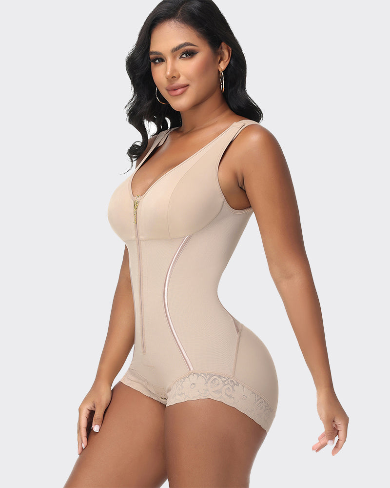 High Compression Full Body Tummy Control Zipper Modern Slim Bodysuit
