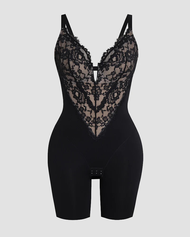 Shapshe® Lace Plunge Backless Butt Lifter Bodysuit Shapewear
