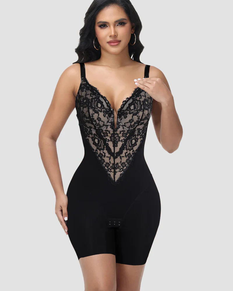 Shapshe® Lace Plunge Backless Butt Lifter Bodysuit Shapewear