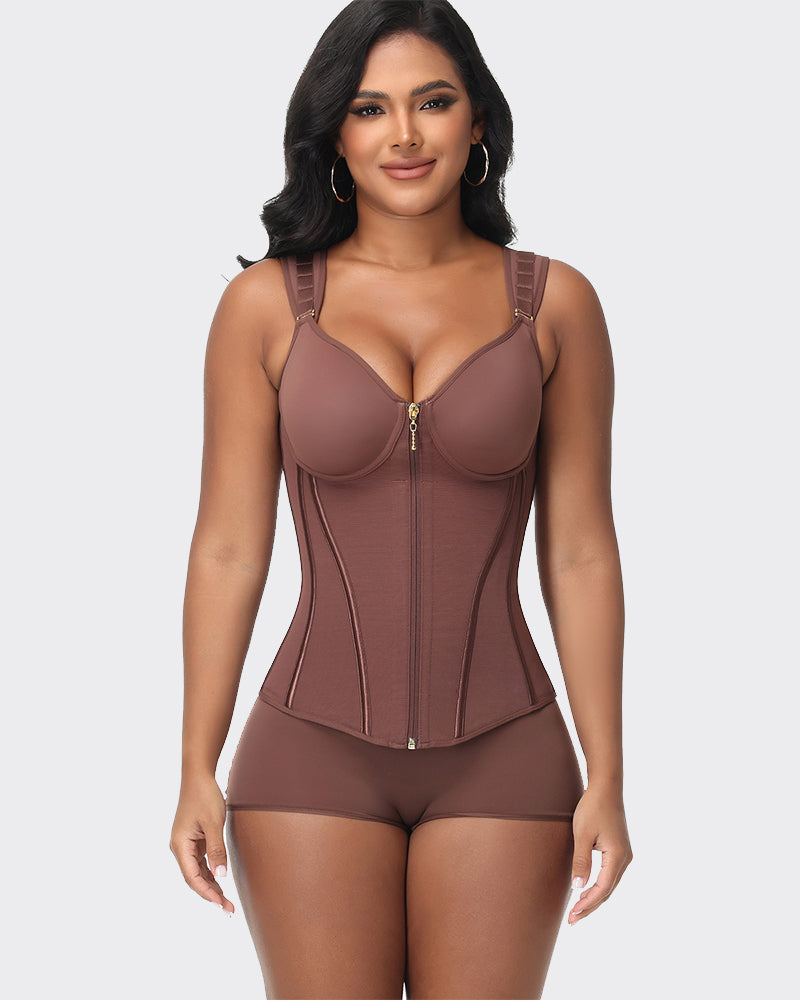Double Compression Faja Corset Top Waist Trainer Built in Bra