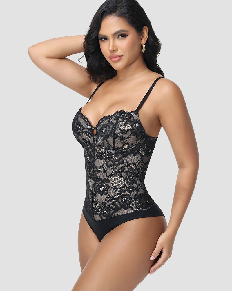 Shapshe® Built In Bra Lace Floral Tummy Tuck Bodysuit
