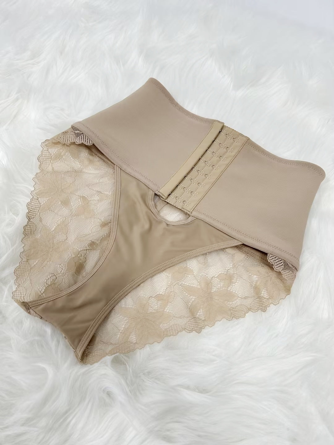 Front Opening Shaping Shorts High-waisted Tummy Control Panties Lace