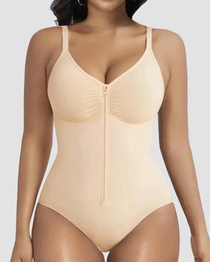 Shapshe® Front Zipper Tummy Control Thong Shapewear Bodysuit
