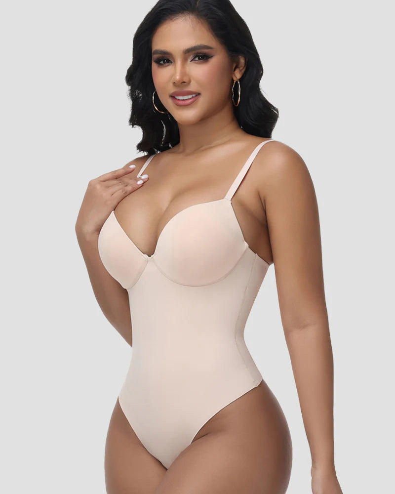 Shapshe® Built In Bra Tummy Tuck Thong Shapewear Bodysuit
