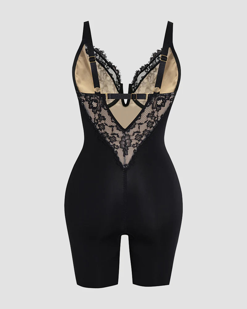 Shapshe® Lace Plunge Backless Butt Lifter Bodysuit Shapewear