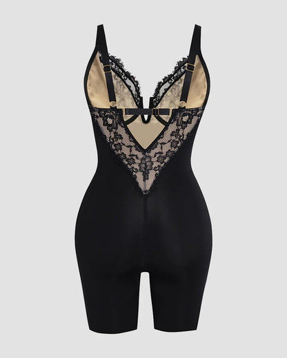 Shapshe® Lace Plunge Backless Butt Lifter Bodysuit Shapewear