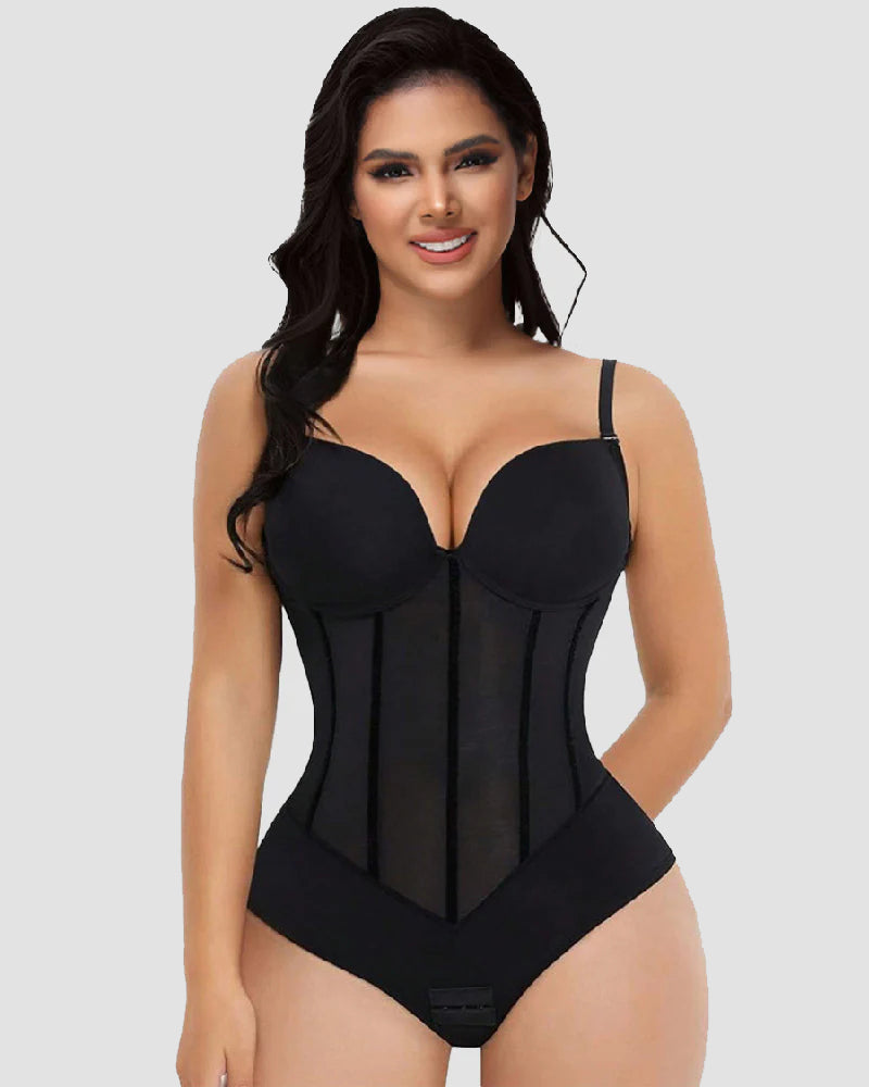 Shapshe® Hourglass Mesh Panels Thong Bodysuit