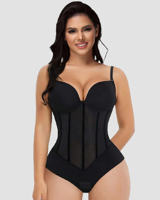 Shapshe® Hourglass Mesh Panels Thong Bodysuit