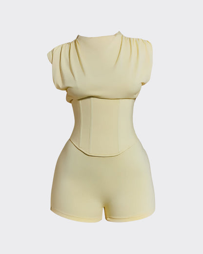 Detachable Corset Hourglass Waist Cincher Playsuit Two-Piece Set
