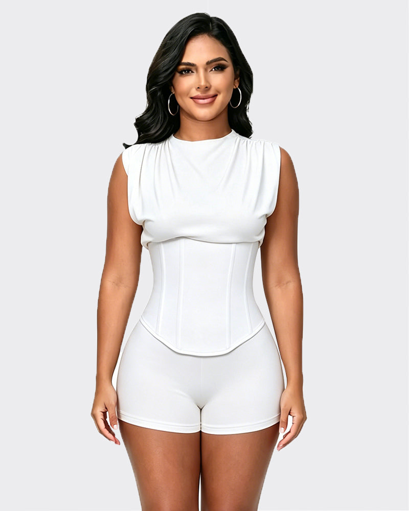 Detachable Corset Hourglass Waist Cincher Playsuit Two-Piece Set