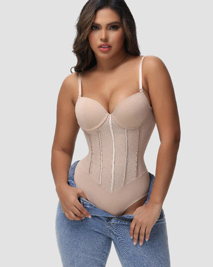 Shapshe® Hourglass Mesh Panels Thong Bodysuit