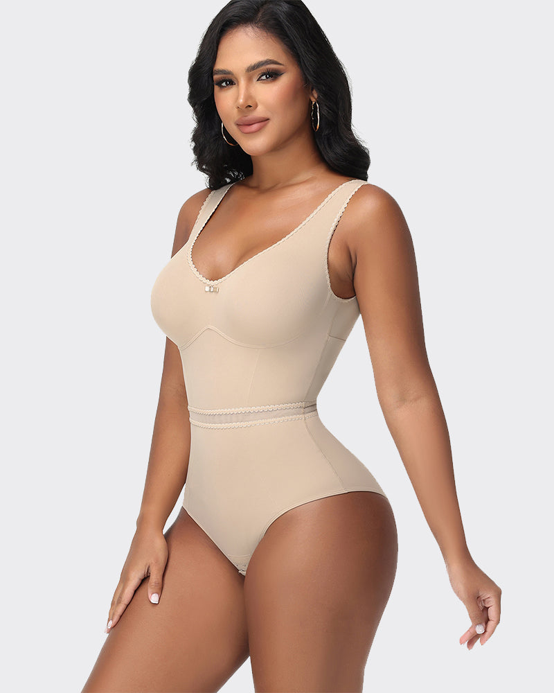 Figure-Shaping Lace Bodysuit Tummy Control Seamless Full Bust Faja