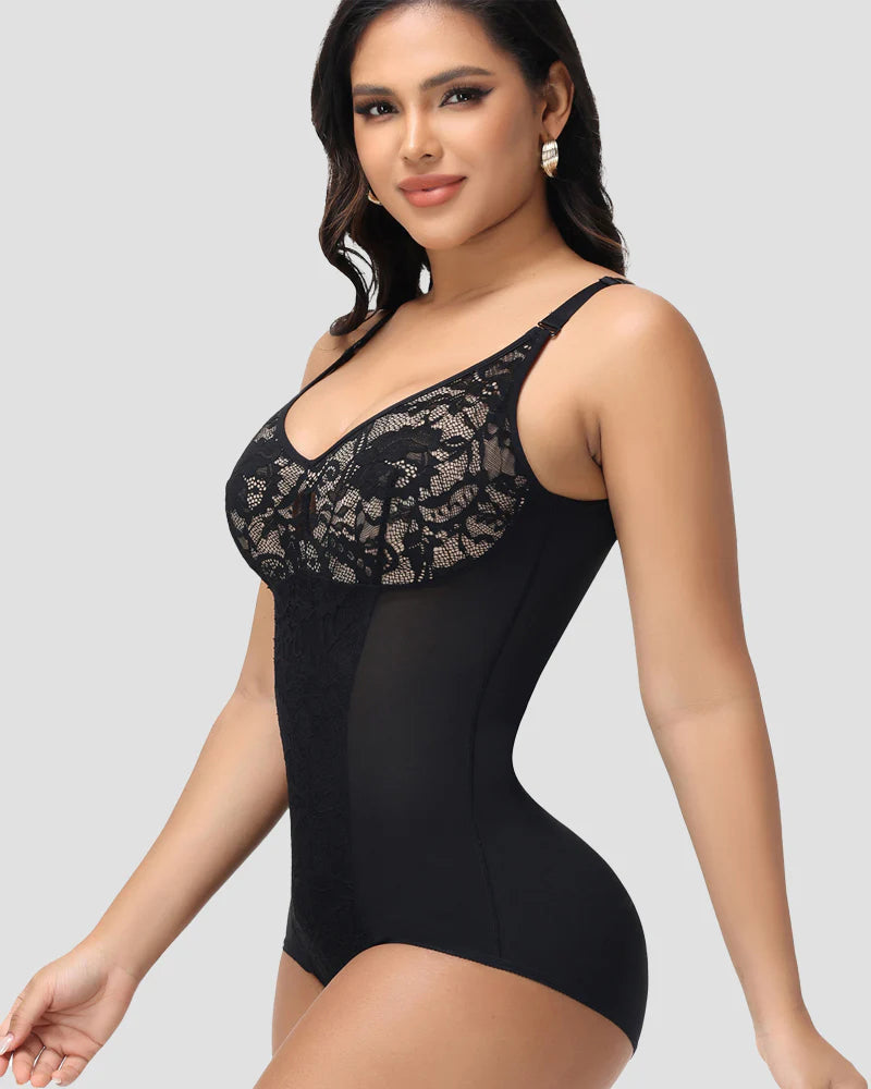 Shapshe® Sexy V Neck Lace Briefs Shapewear Bodysuit