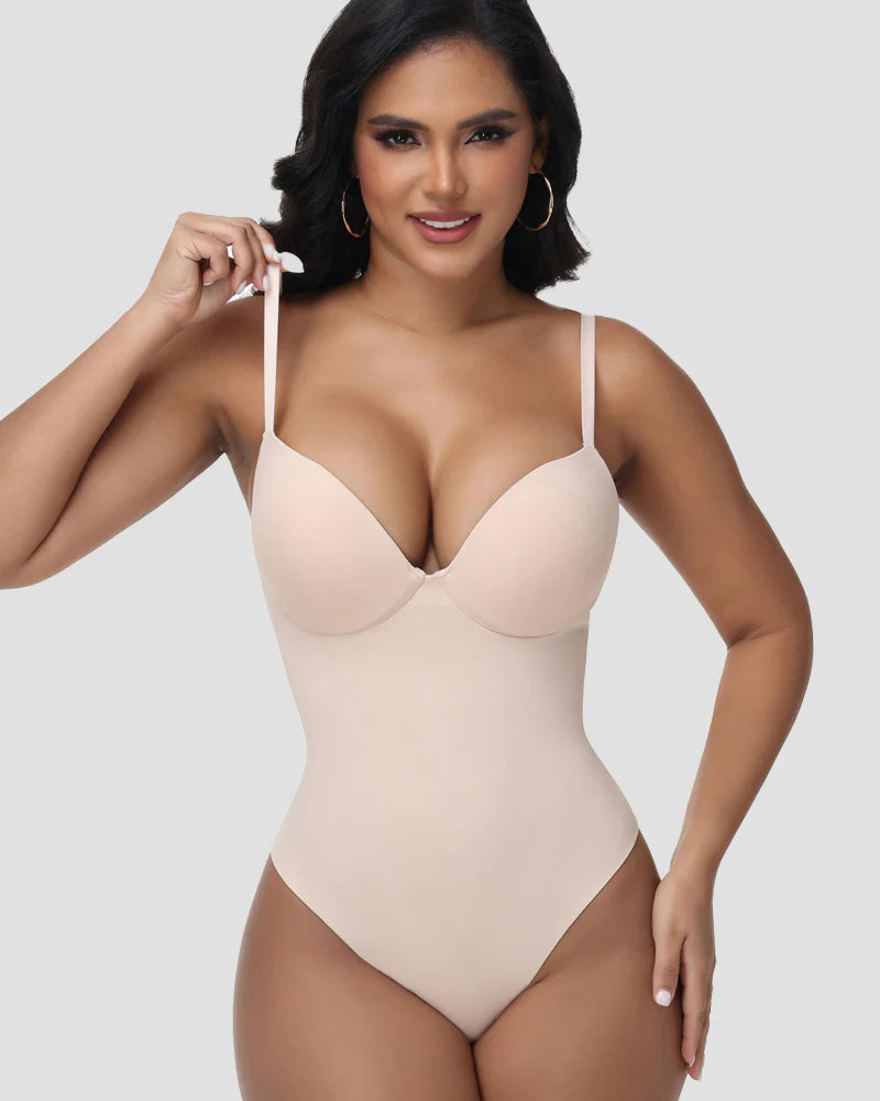 Shapshe® Built In Bra Tummy Tuck Thong Shapewear Bodysuit