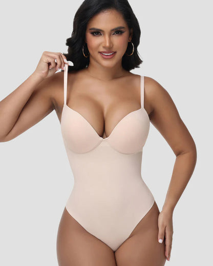 Shapshe® Built In Bra Tummy Tuck Thong Shapewear Bodysuit