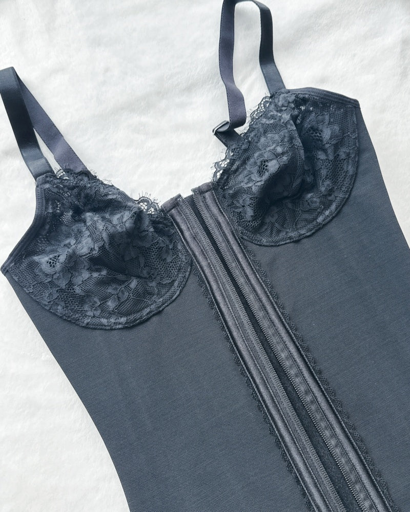 Shapshe® Deep V Lace Trimmed Waist Trainer with Built-in Bra