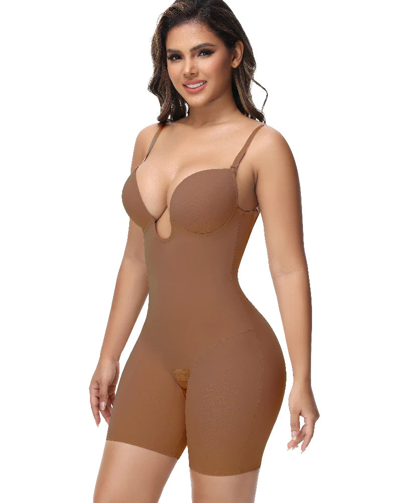 Shapshe® U Plunge Tummy Control Bodysuit with Built-In Bra