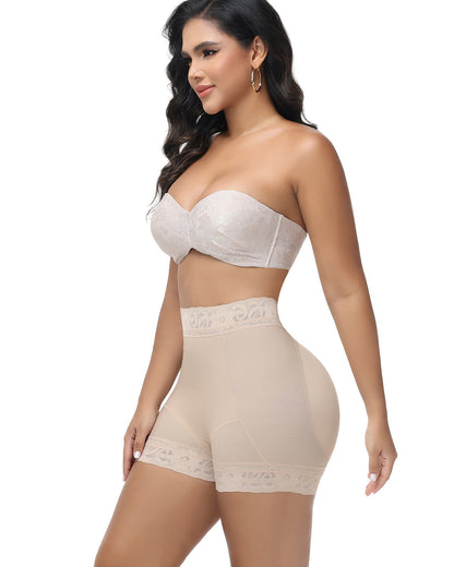 Shapshe® High Waisted Butt Lifter Shaping Shorts with Lace Trim