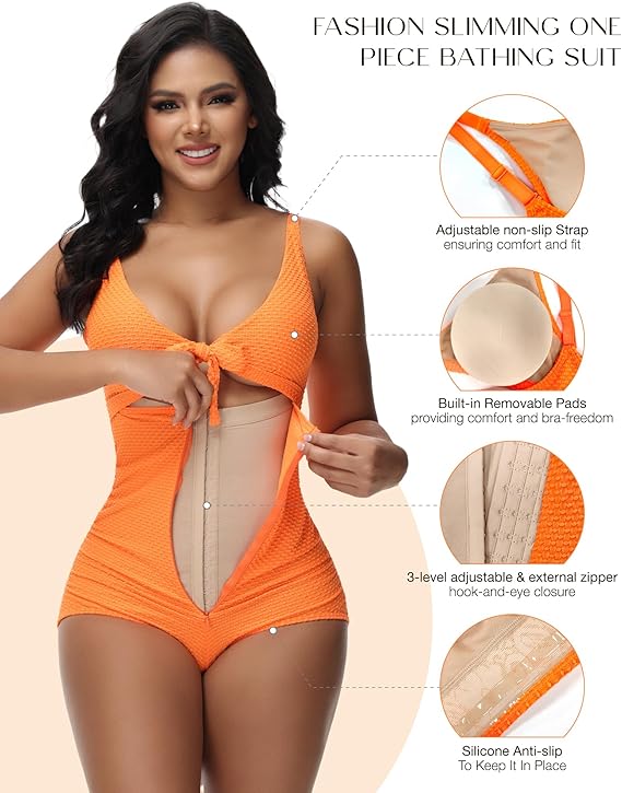 Shapshe® Tummy Control Swimsuit Cutout Tie Front Bathing Suit