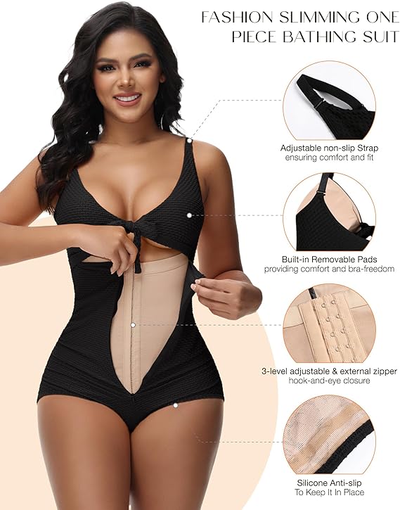 Shapshe® Tummy Control Swimsuit Cutout Tie Front Bathing Suit